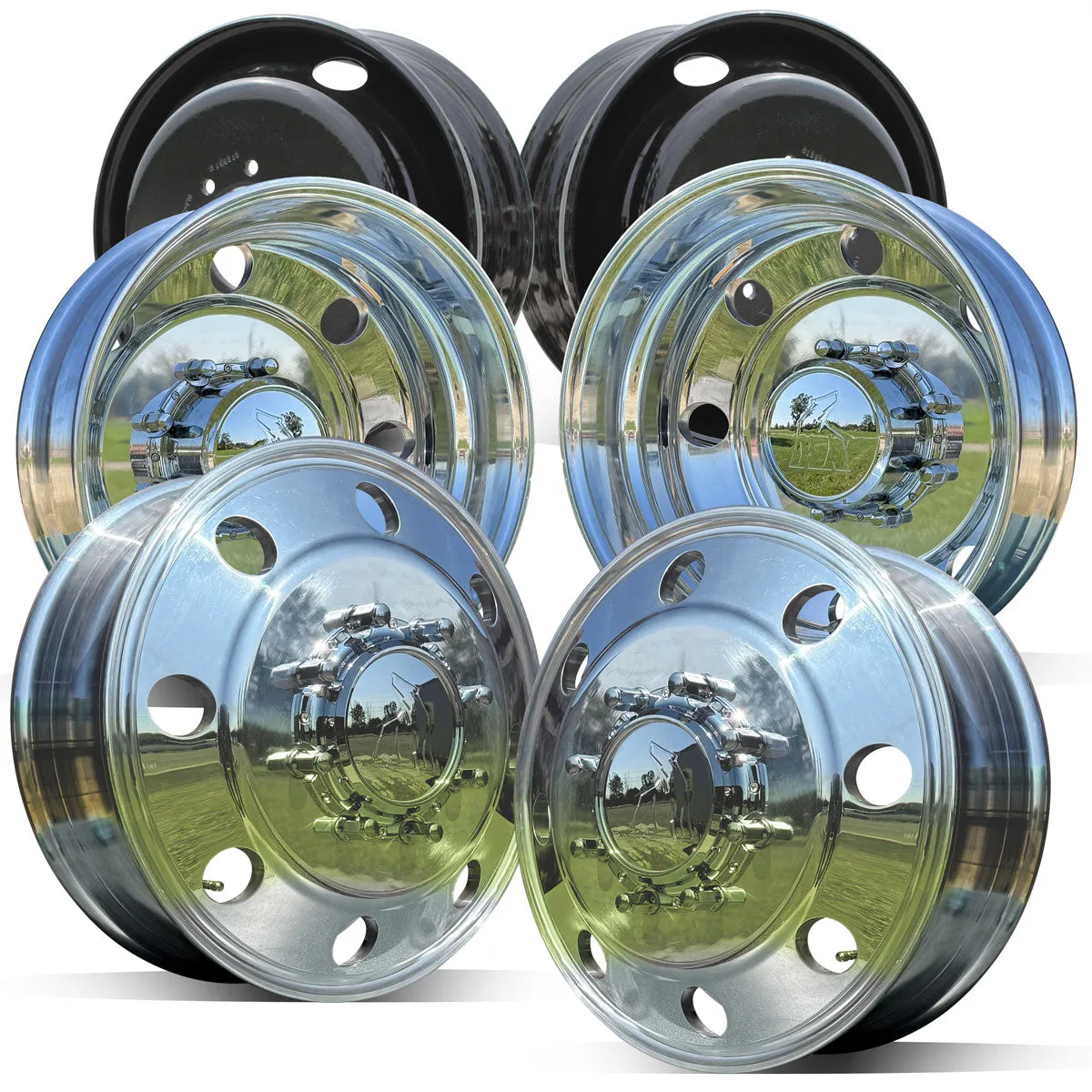 19.5x6 Northstar Mirror Polished Both Sides Ford F350 DRW 8X200m Kit (2005-Present)
