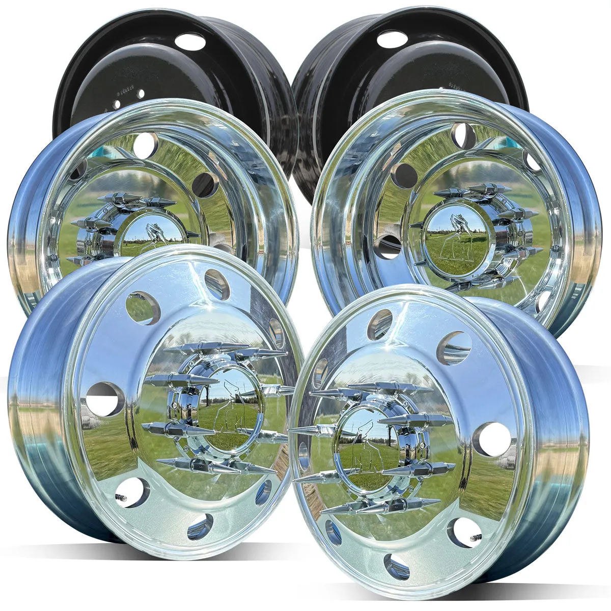 19.5x6 Northstar Mirror Polished Both Sides Ford F350 DRW 8X200m Kit (2005-Present)