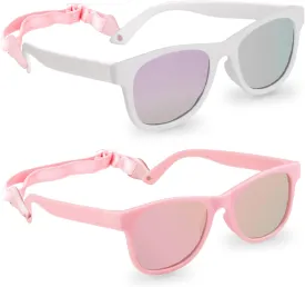 2 Pack Toddler Sunglasses Polarized with Strap for 0-24 Months/2-4 Years Kids, Girls Boys Baby Glasses UV Protection