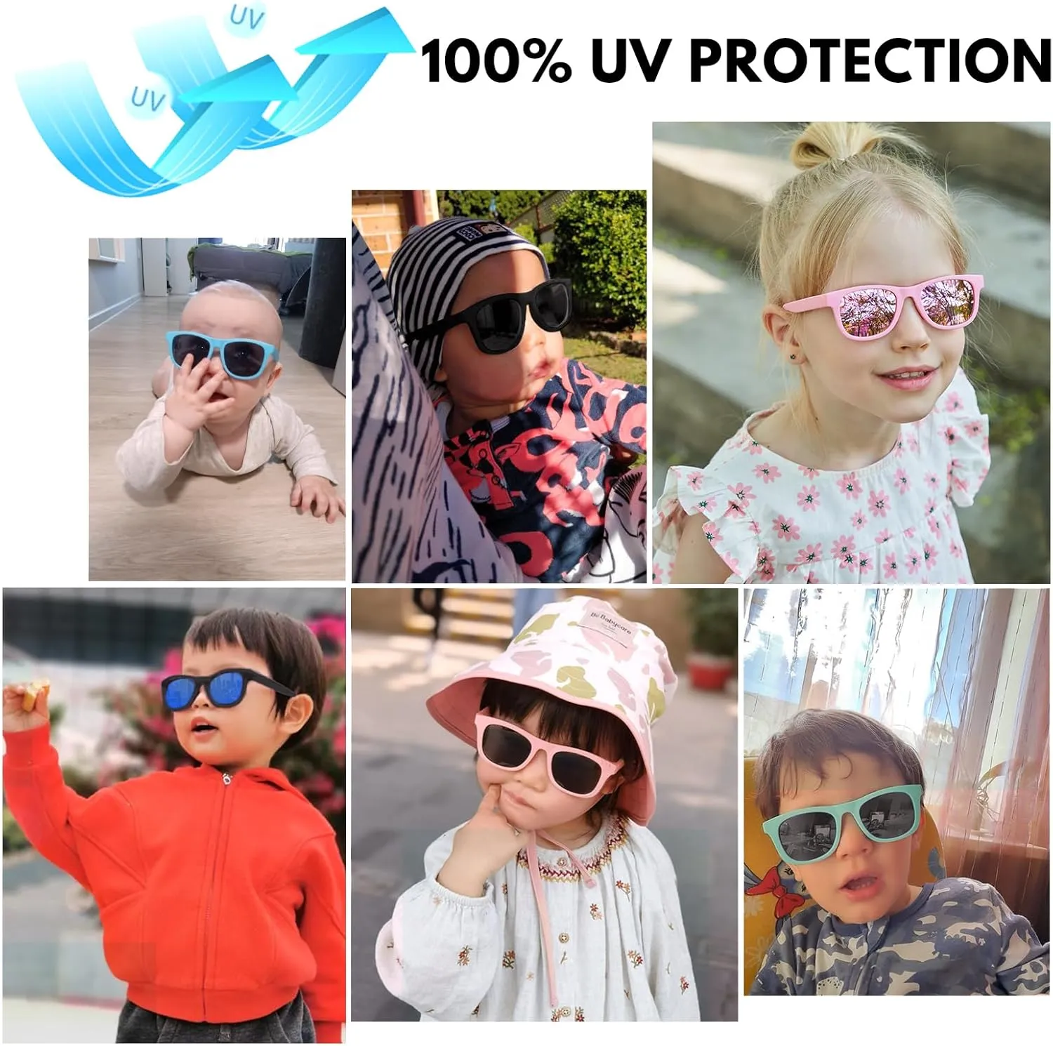 2 Pack Toddler Sunglasses Polarized with Strap for 0-24 Months/2-4 Years Kids, Girls Boys Baby Glasses UV Protection