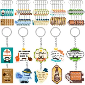 55Pcs Fathers Day Bible Verse Keychain Gifts Bulk: Fathers Acrylic Key Ring Christian Gift for Church Members from Kids, Wife, Son Christmas Birthday Gift for Dad or Husband