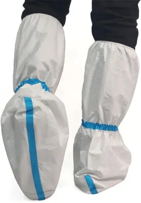 6 Pairs Disposable Hazmat Boot and Shoe Covers Knee High Booties Non-Slip and Waterproof White 18 inch Tall