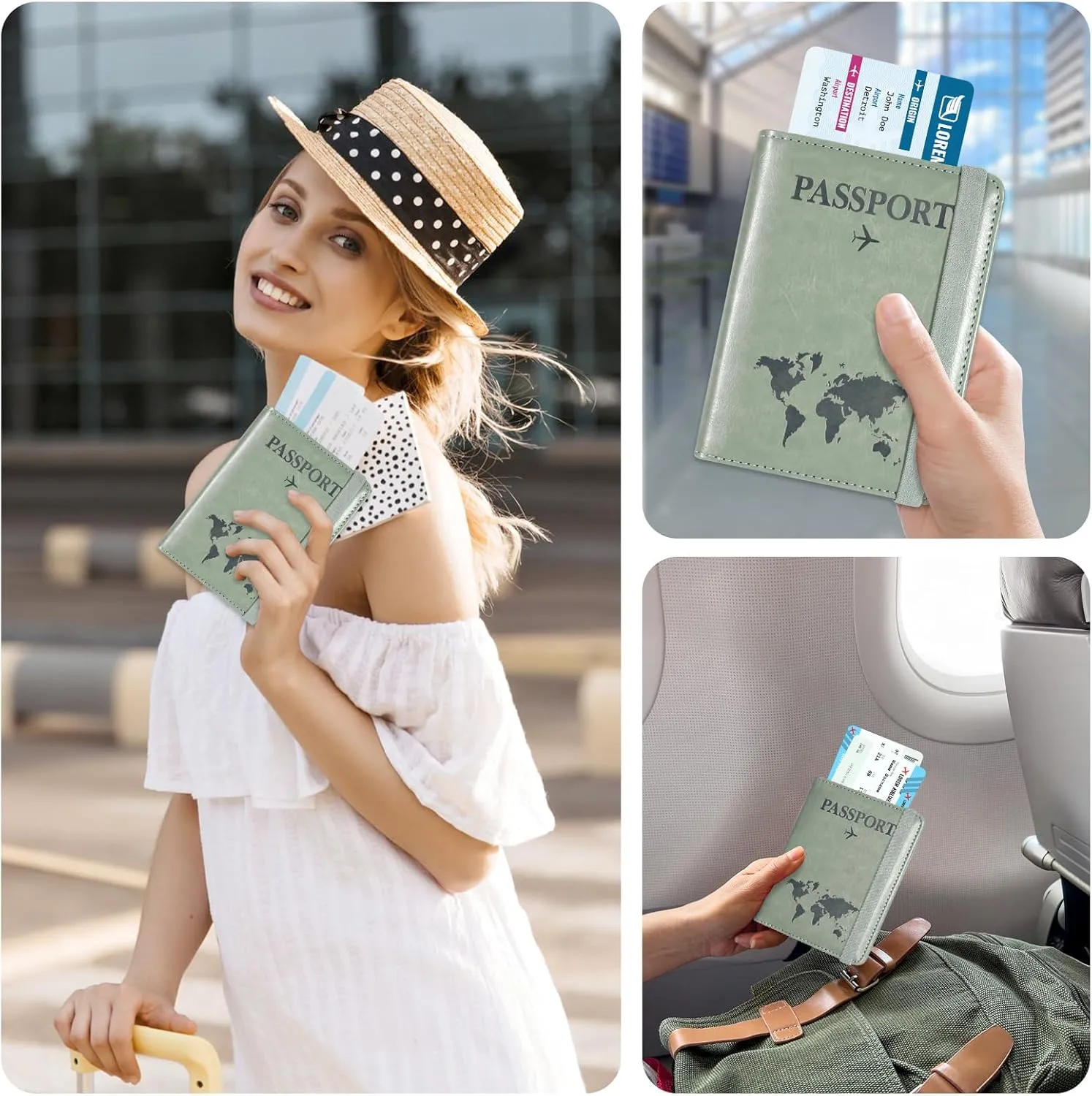 ACdream RFID Blocking Passport Holder Travel Wallet - Premium PU Leather Cover Passport Book with Card Holder, Pen Slot, Keep Organization, and Travel Essentials for Women and Men