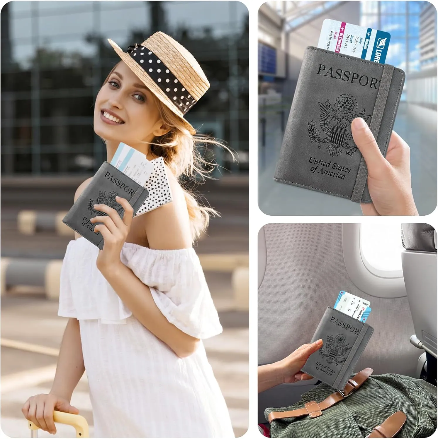ACdream RFID Blocking Passport Holder Travel Wallet - Premium PU Leather Cover Passport Book with Card Holder, Pen Slot, Keep Organization, and Travel Essentials for Women and Men
