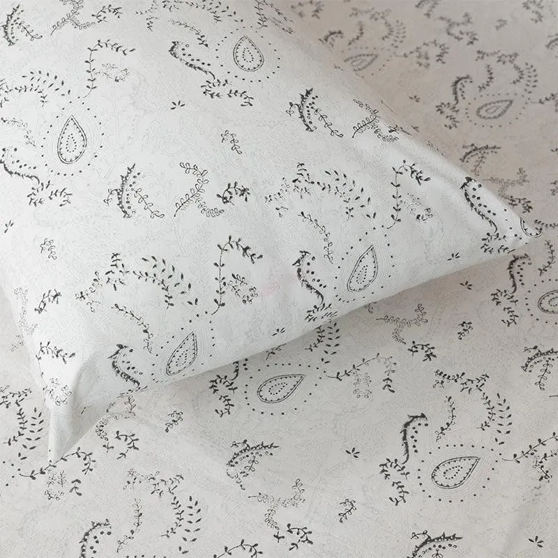Advik Ethnic Printed Bedsheet - Light Grey