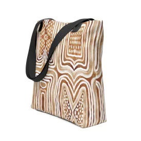 African Mud Lines Print Tote Bag