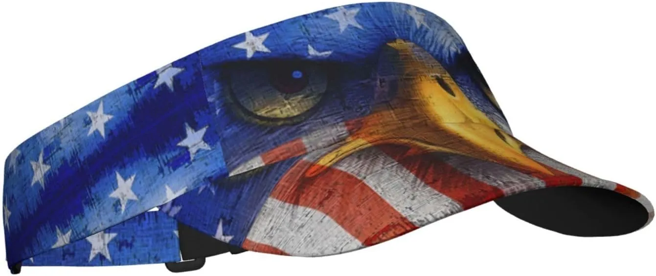 American Flag Independence Day Visor Hat, Fashion Sports Sun Visor Hat, Adjustable Golf Hat for Women Men