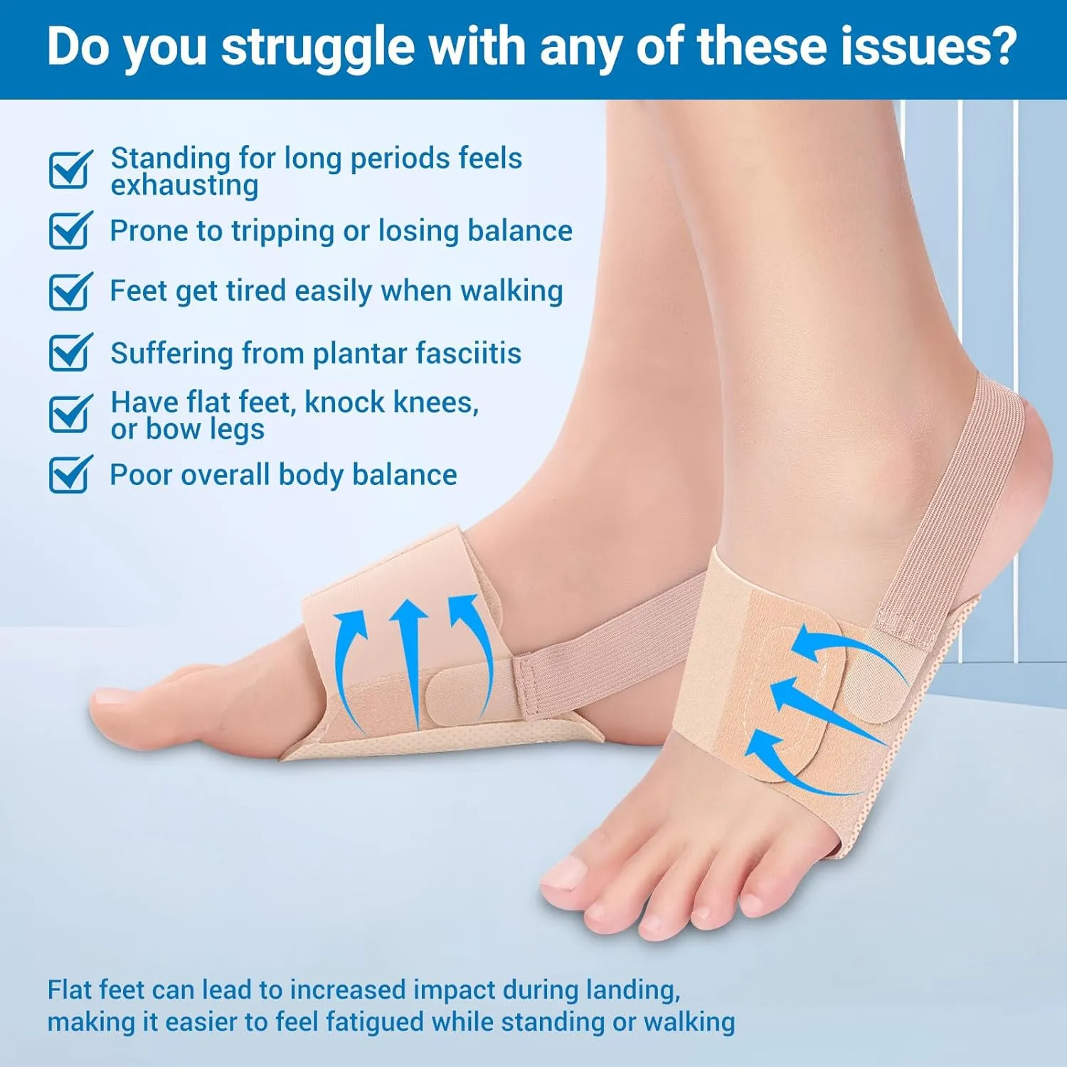 Arch Support Braces for Plantar Fasciitis Relief, Flat Feet High & Fallen Arch, Feet Pain Relief, Adjustable Bands with Gel Arch Support Inserts, Arch Support Sleeves Wrap, Unisex, Beige