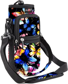 AUPET Water Bottle Sling Bag Sleeve Holder Carrier 25/32/40/64 oz,Insulated Crossbody Water Bottle Case Cover with Strap and Pockets for Men/Women Walking Hiking