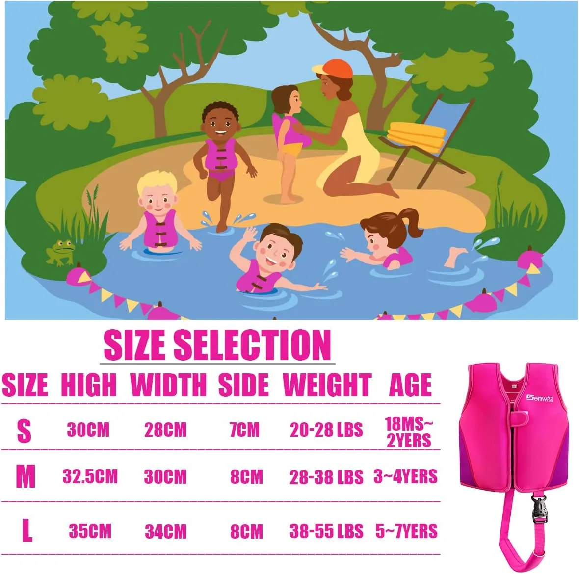 Baby Girl Swim Vest Toddler Swim Vest for Age 18 Months - 2 Years Baby Toddler Fit 20-28 lbs