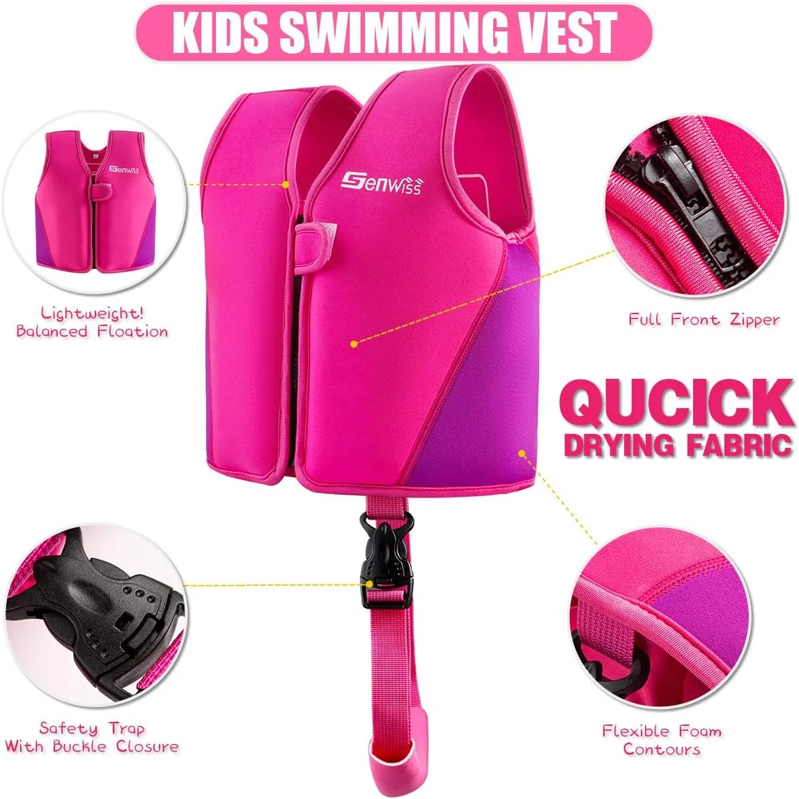 Baby Girl Swim Vest Toddler Swim Vest for Age 18 Months - 2 Years Baby Toddler Fit 20-28 lbs