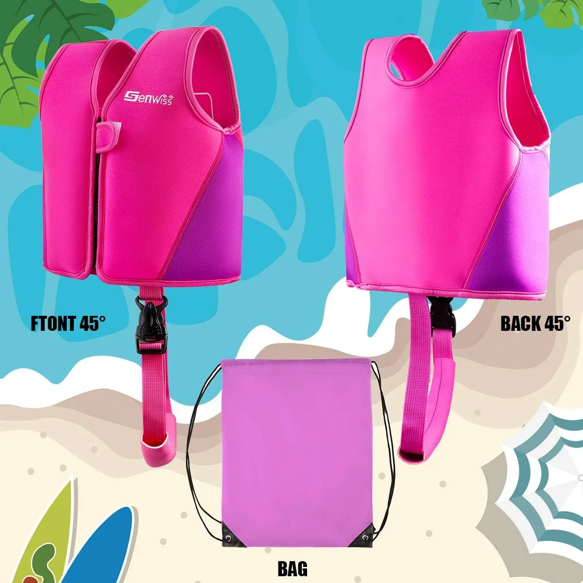 Baby Girl Swim Vest Toddler Swim Vest for Age 18 Months - 2 Years Baby Toddler Fit 20-28 lbs