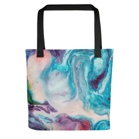 Blue Multicolor Marble Tote Bag
