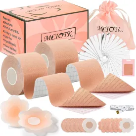 Boob Tape Kit - 2 Pcs Nipple Covers | Boobytape for Large Breast Lift w Body Tape | Invisible Boobtape for A-G Cup