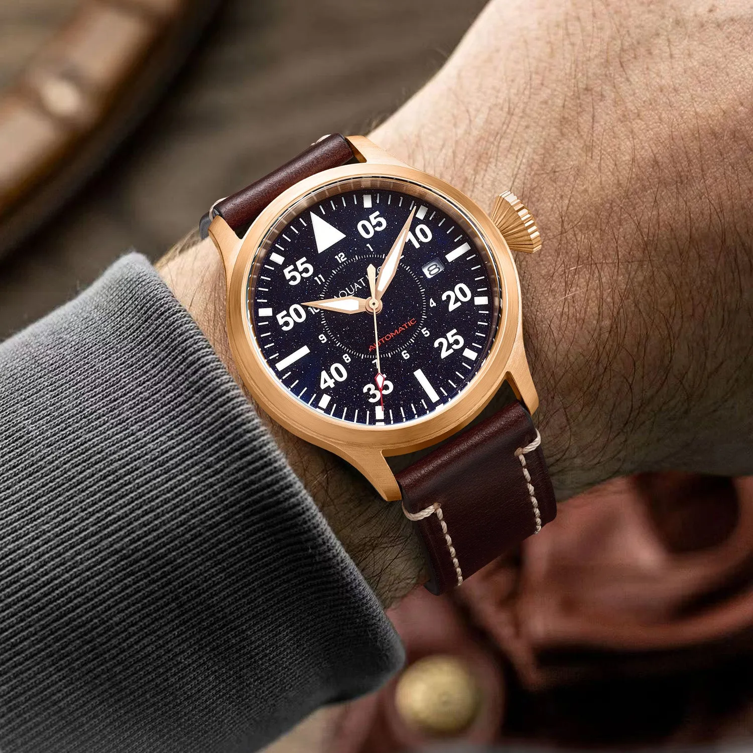 Bronze Horizon Hawk Aventurine Dial Automatic Pilot Watch