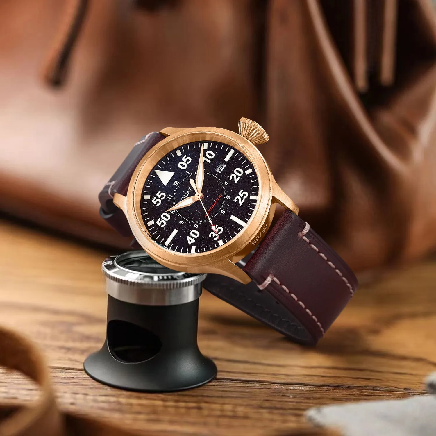 Bronze Horizon Hawk Aventurine Dial Automatic Pilot Watch