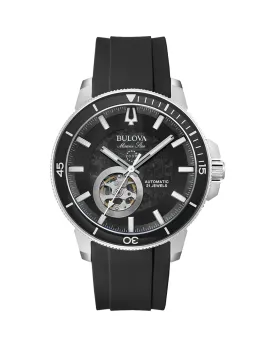 Bulova Men's Marine Star Automatic Watch with Black Silicone Strap 96A288
