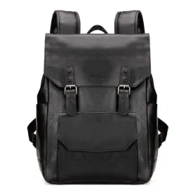 Casual Double Belt Leather Backpack