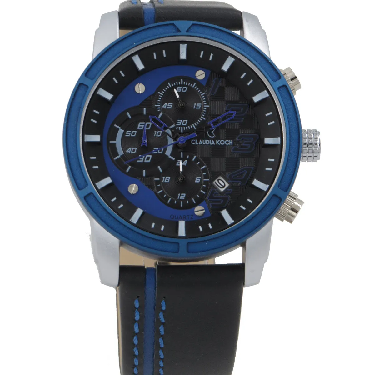 Chronograph Leather Band Multifunctional Analog Sporty Men Watch