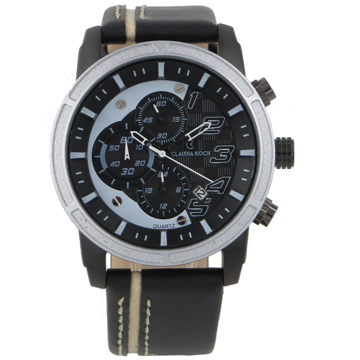 Chronograph Leather Band Multifunctional Analog Sporty Men Watch
