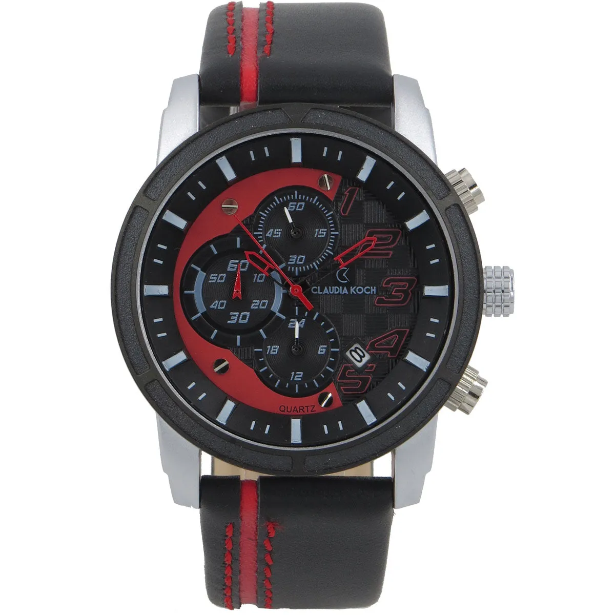 Chronograph Leather Band Multifunctional Analog Sporty Men Watch