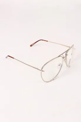 Classic Clear Lens Wire Aviator Glasses