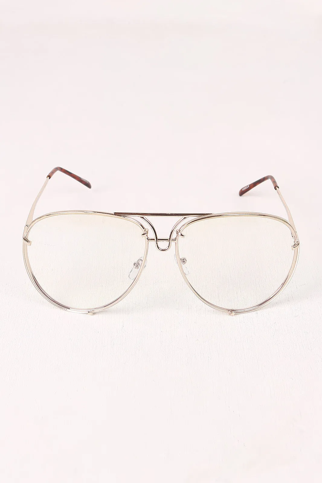 Classic Clear Lens Wire Aviator Glasses