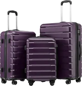 Coolife Luggage Suitcase Carry-on Spinner TSA Lock USB Port Expandable (only 28????) Lightweight Hardside Luggage (Purple, 3 piece set)