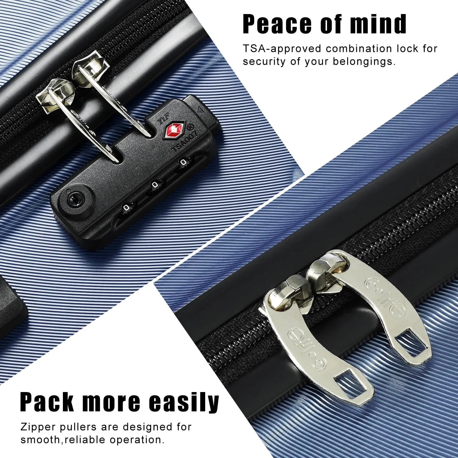 Coolife Luggage Suitcase Carry-on Spinner TSA Lock USB Port Expandable (only 28????) Lightweight Hardside Luggage (Silver, 3 piece set)