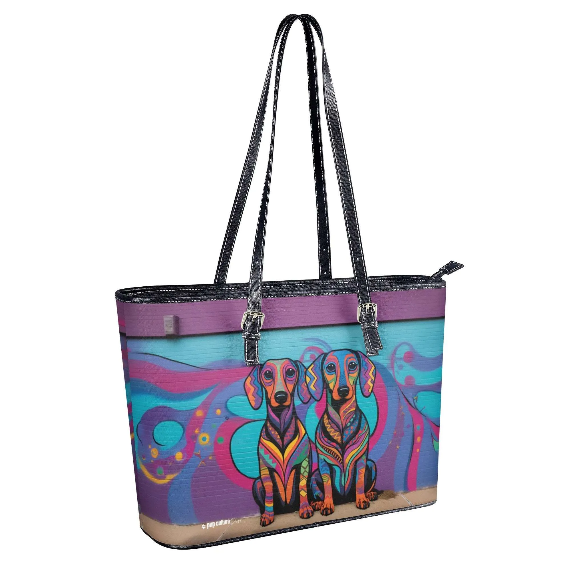 Dachshund Lover Original Whimsical Dog Art Durable Zipper Handbag