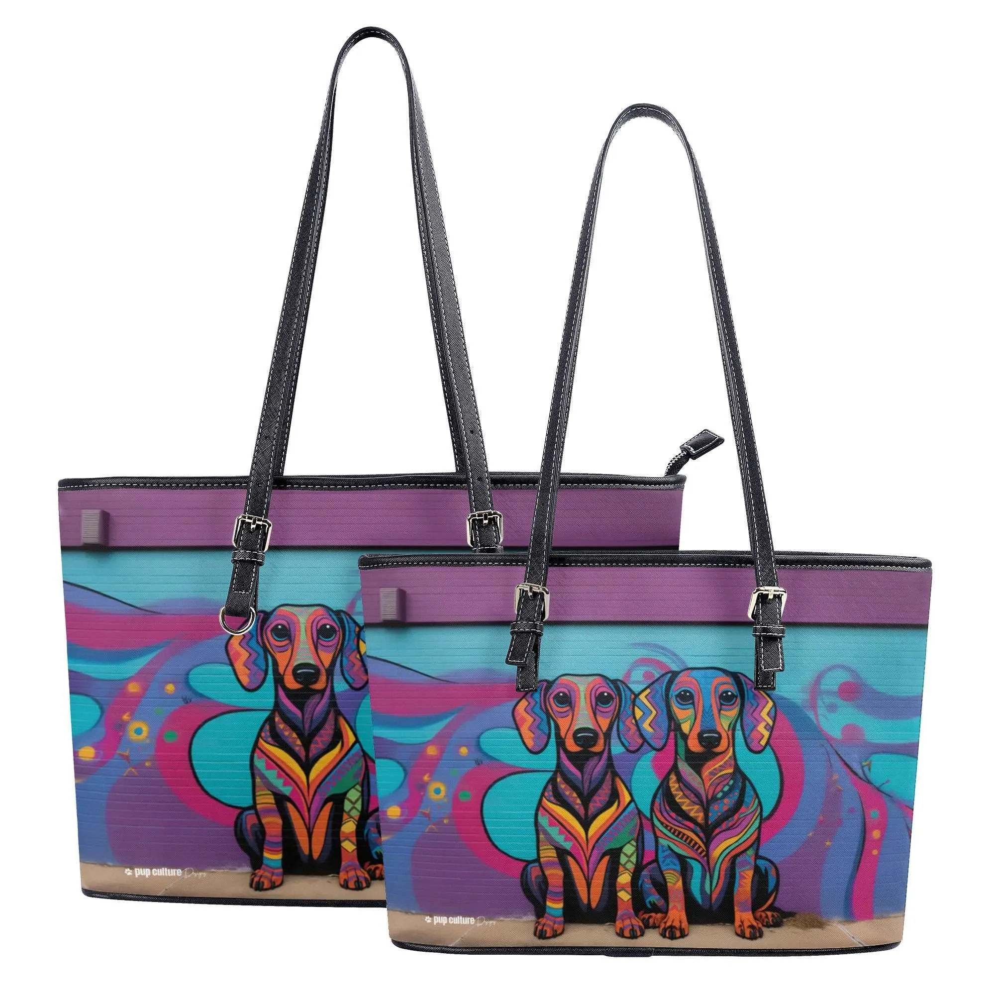 Dachshund Lover Original Whimsical Dog Art Durable Zipper Handbag