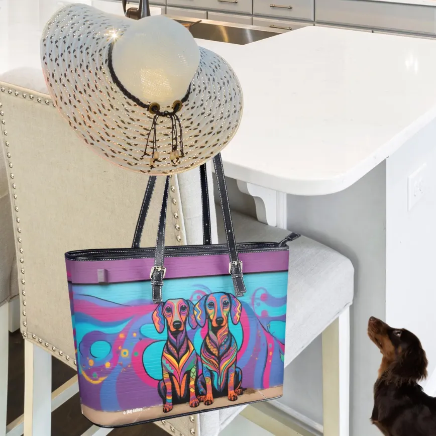 Dachshund Lover Original Whimsical Dog Art Durable Zipper Handbag