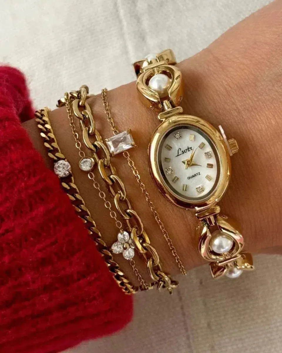 Dorina – Faux pearl details – Vintage watch