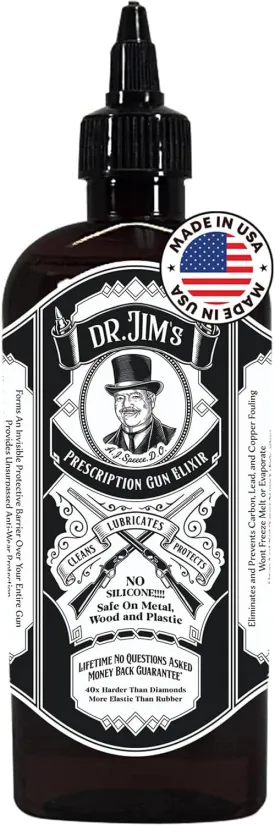 Dr. Jim's Prescription Gun Cleaner Lubricant and Protectant - All-in-One Gun Cleaning Oil for Carbon Deposit, Metals & Residue Removal - Essential Gun Cleaning Supplies - Proudly Made in USA