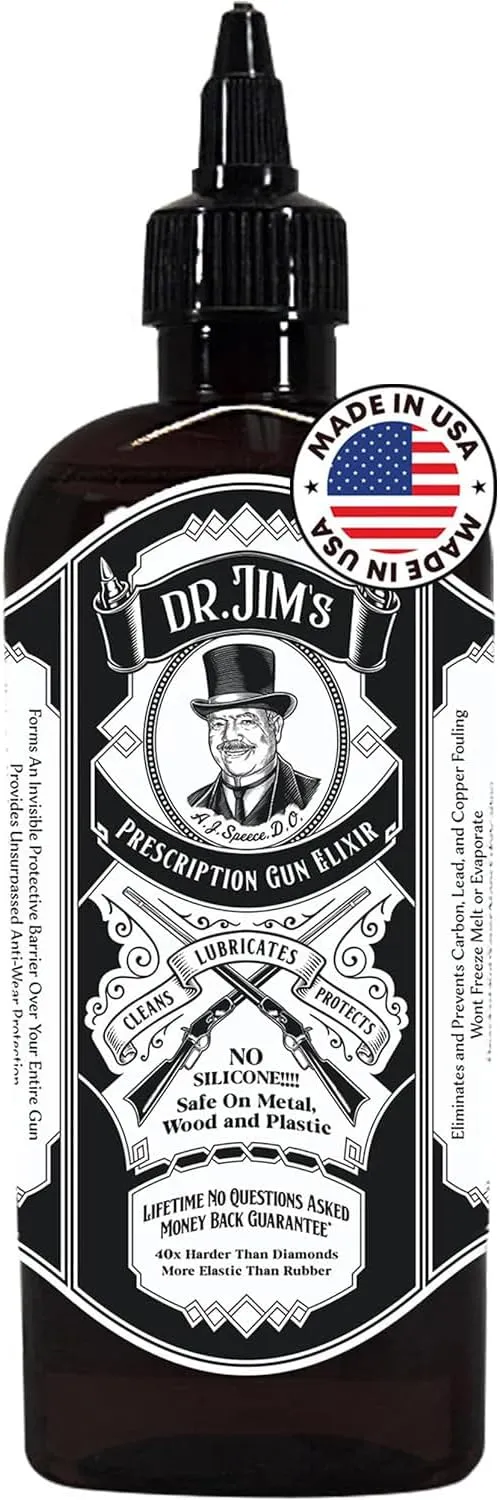 Dr. Jim's Prescription Gun Cleaner Lubricant and Protectant - All-in-One Gun Cleaning Oil for Carbon Deposit, Metals & Residue Removal - Essential Gun Cleaning Supplies - Proudly Made in USA