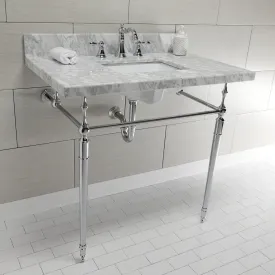 Edwardian KVPB3622M8SQ1 Console Sink, Marble White/Polished Chrome