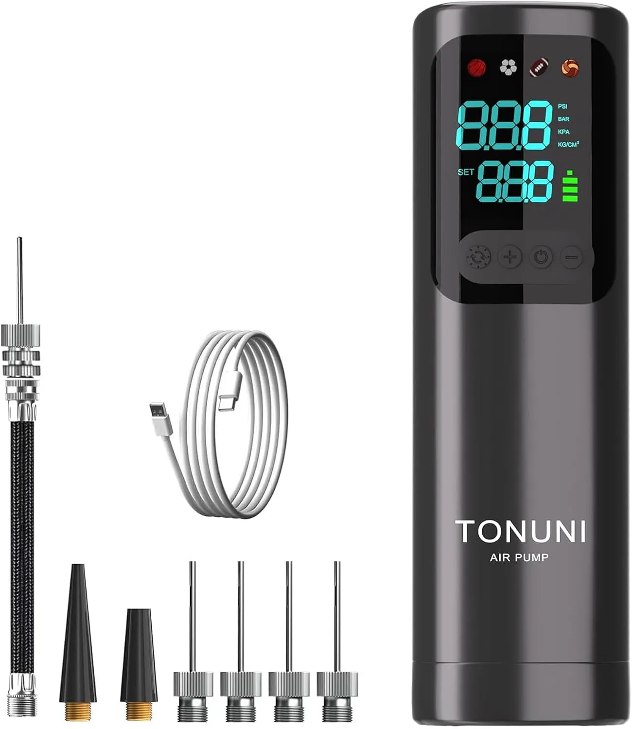 Electric Ball Pump,Portable Air Pump Ball Pump Inflator Needles with Digital Gauge for Basketball Football Soccer Ball Beach Sports Exercise Ball Balls Inflatables Pump Electric Pumps 17PSI 4000mAh