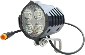 Electric Bike LED Headlight 36V 48V 12V-60V Bike Front Light with Built-in Horn 4 Lights 3 Pin Connector for Night Riding Waterproof Bicycle Horn Headlight for E-Scooter