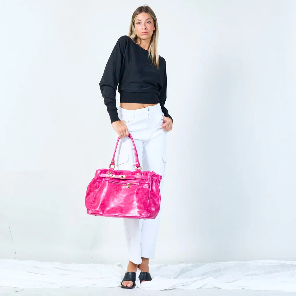 Elegant tote bag with front zip pocket wholesale