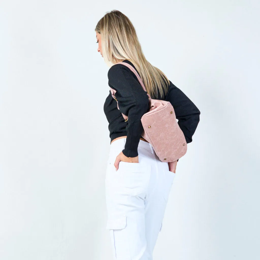 Elegant tote bag with front zip pocket wholesale