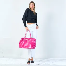 Elegant tote bag with front zip pocket wholesale