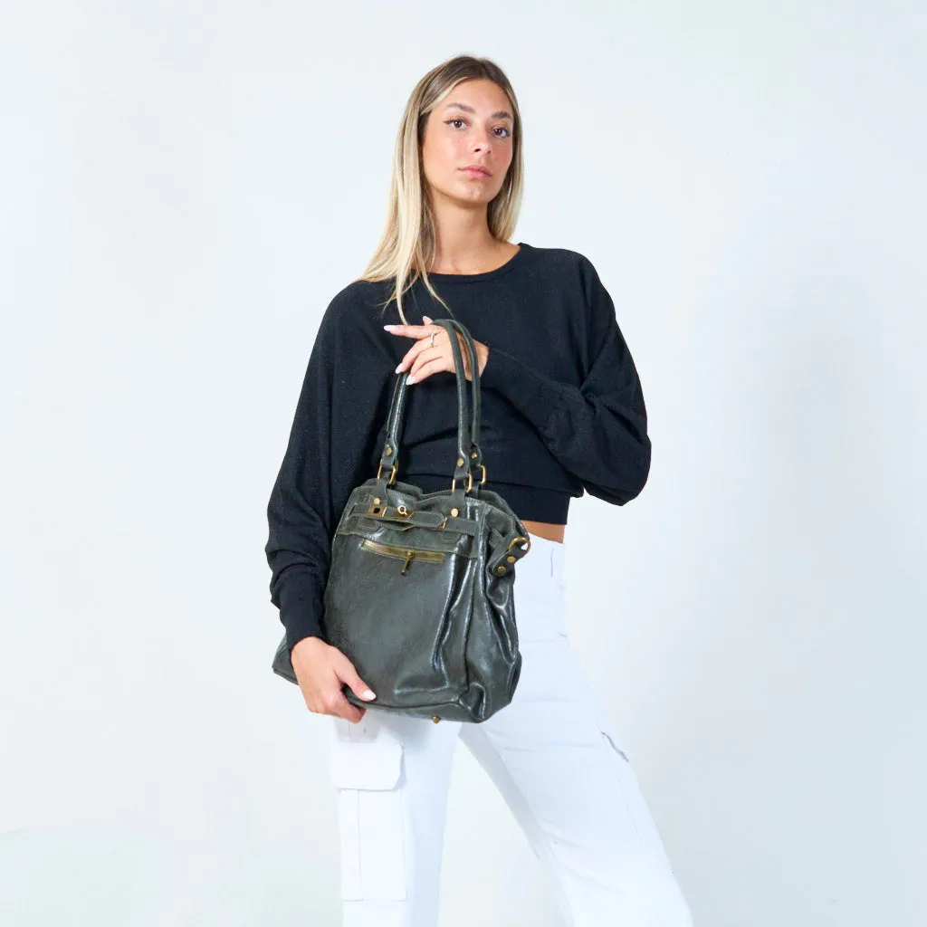 Elegant tote bag with front zip pocket wholesale