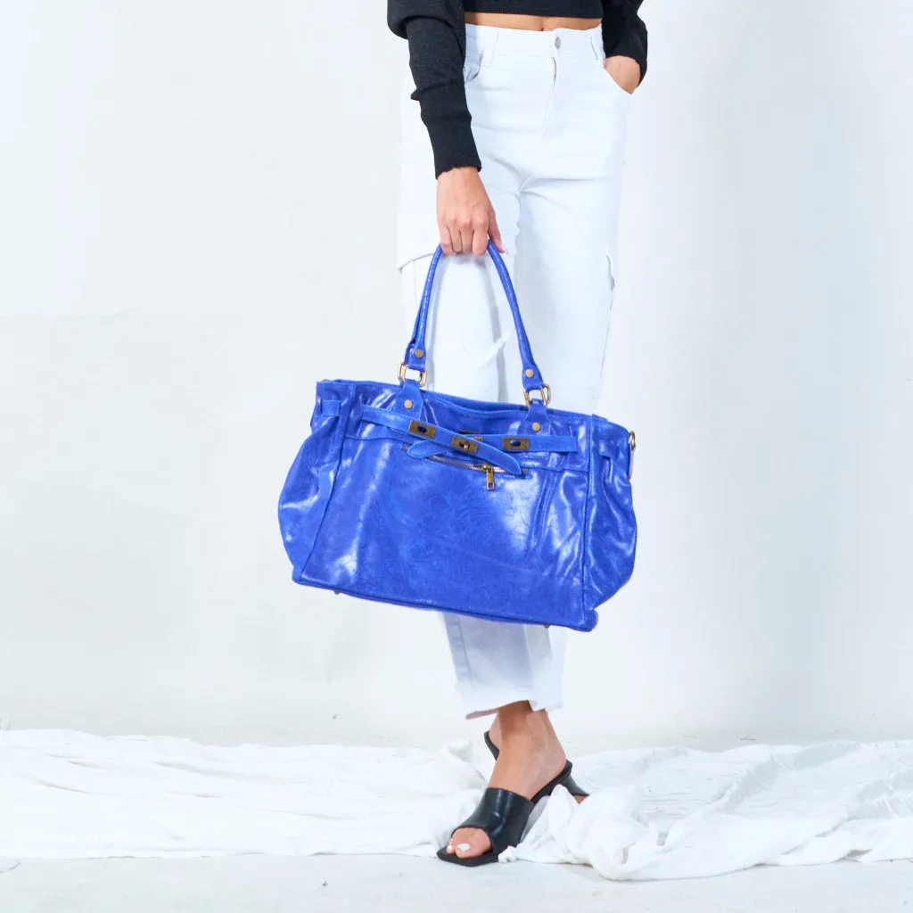Elegant tote bag with front zip pocket wholesale