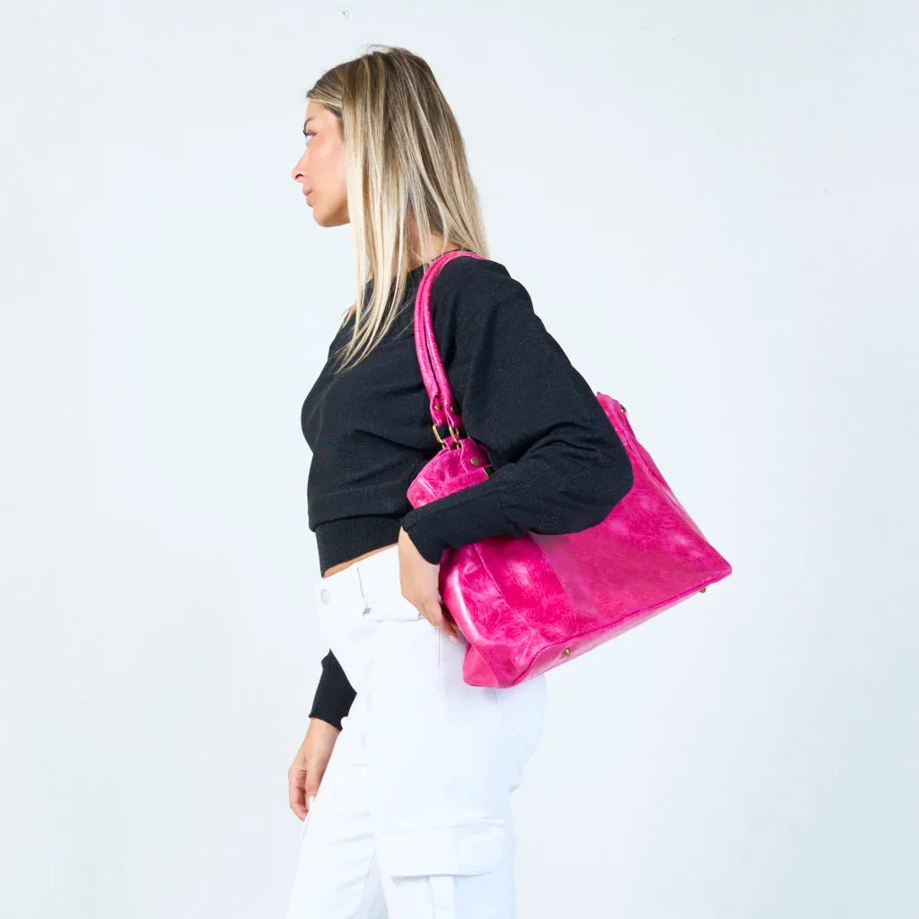Elegant tote bag with front zip pocket wholesale