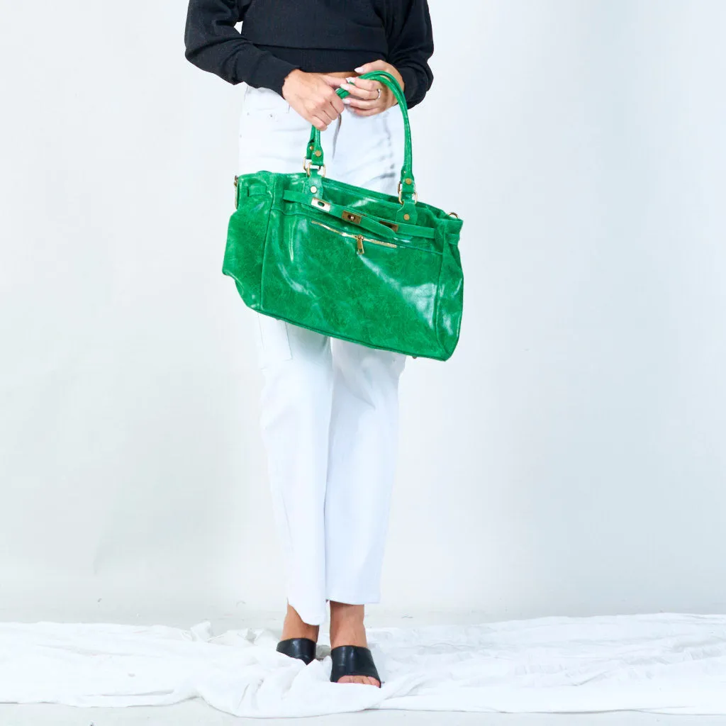 Elegant tote bag with front zip pocket wholesale