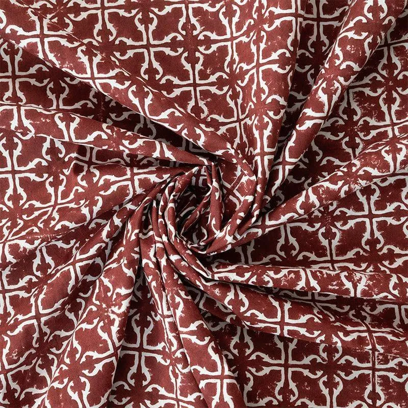 Estheva Ethnic Printed Bedsheet - Maroon