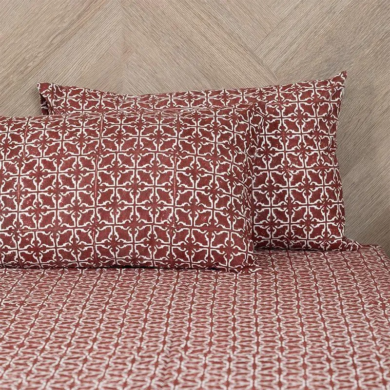 Estheva Ethnic Printed Bedsheet - Maroon