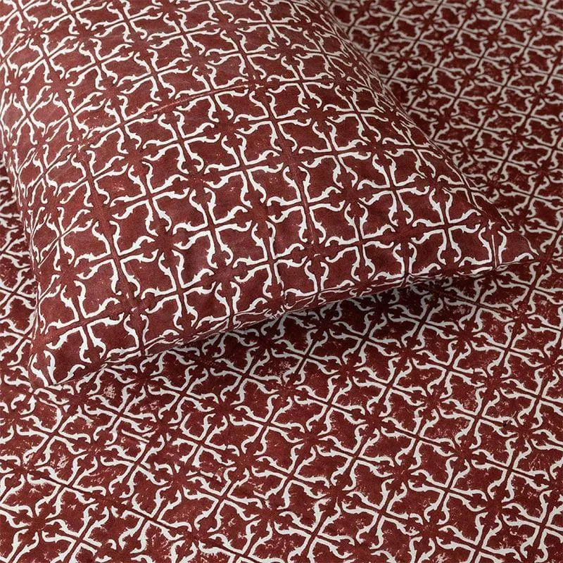 Estheva Ethnic Printed Bedsheet - Maroon