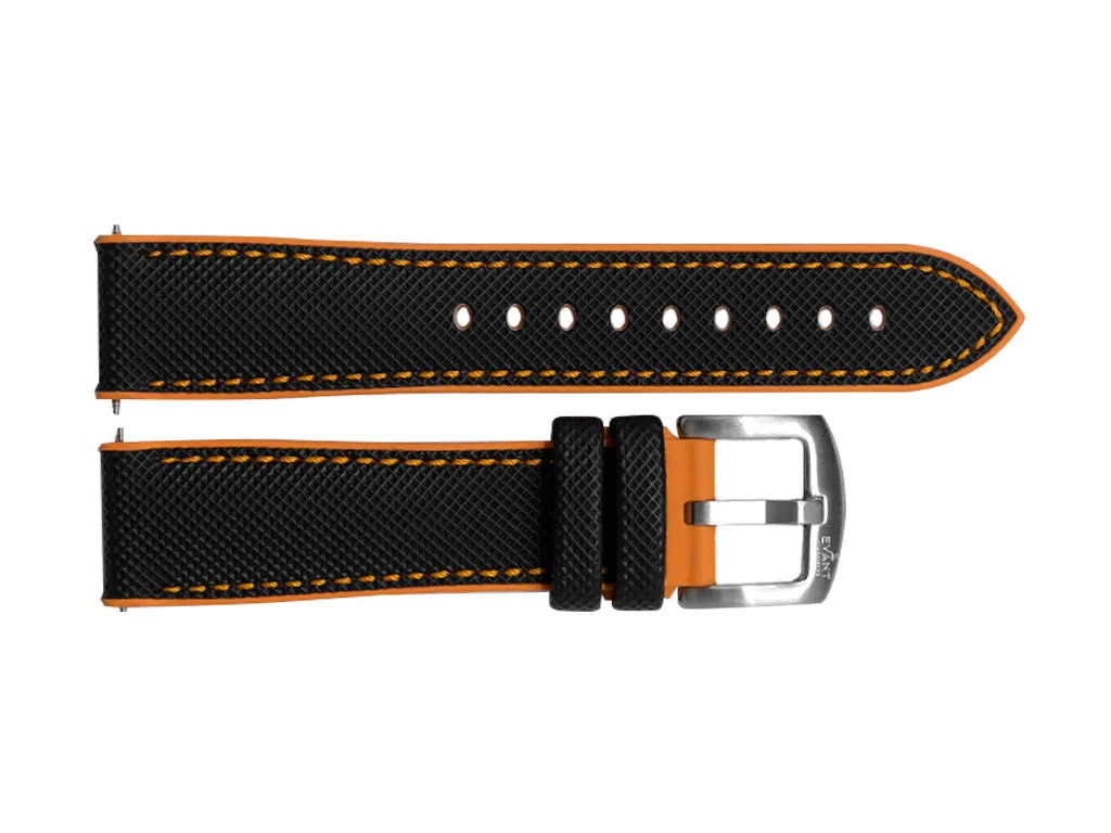 Evant Black/Orange Sailcloth Rubber Strap