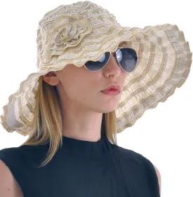 FORBUSITE Women Folding Vintage Outdoor Sun Hats for Beach Garden Travelling UV Protection